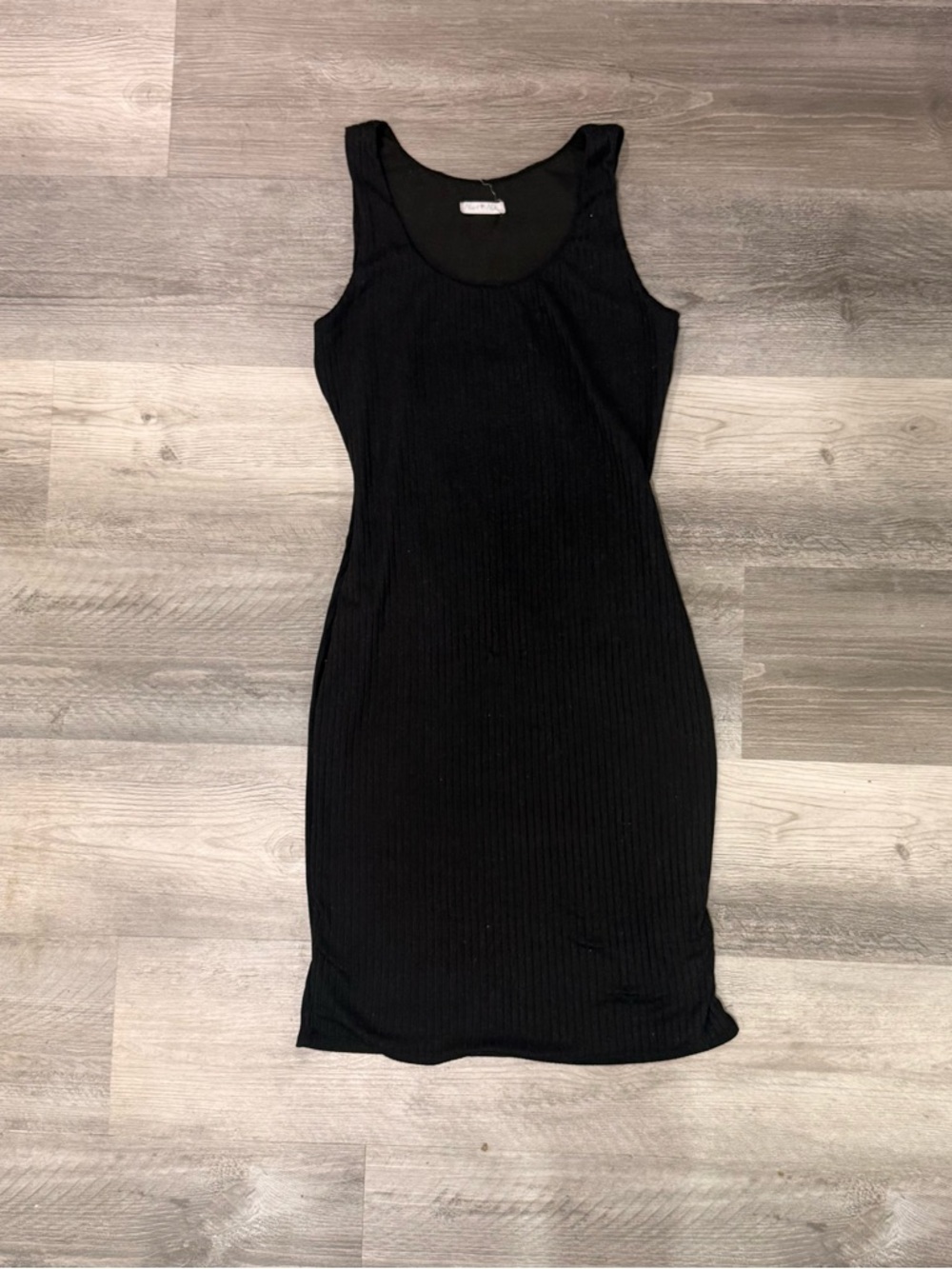 Heart & Hips Black Ribbed Midi Tank Dress